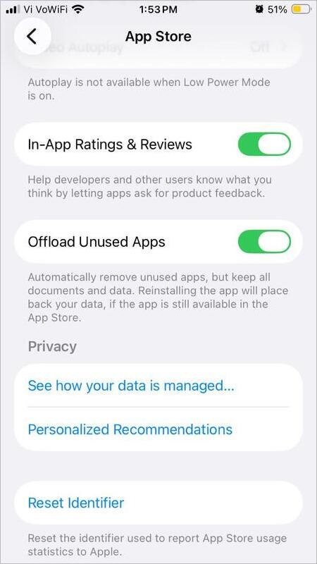 Offload Unused apps