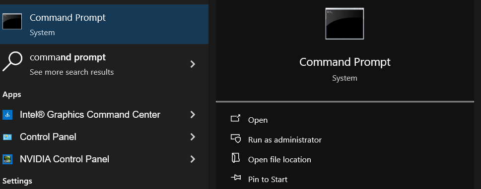 Open command prompt