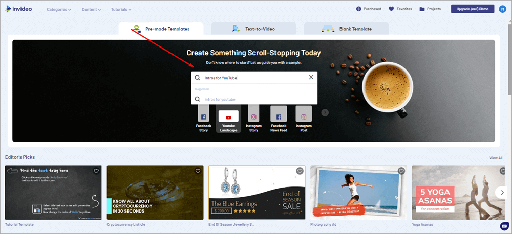 Picking a Template for YouTube Video Intros