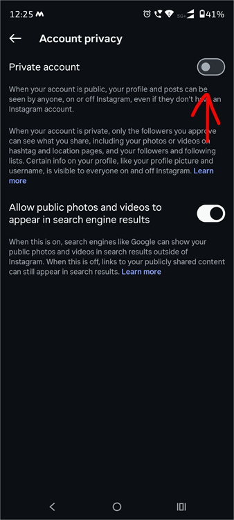 Private account