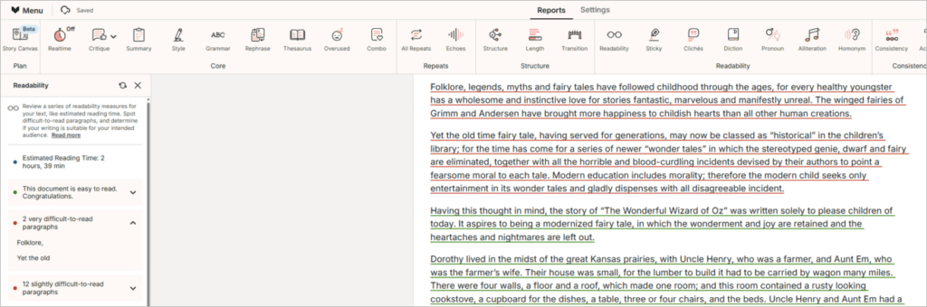 ProWritingAid Readability Report ProWritingAid Review