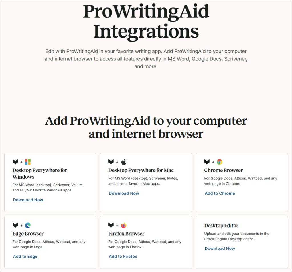 ProWritingAid integrations page ProWritingAid Review