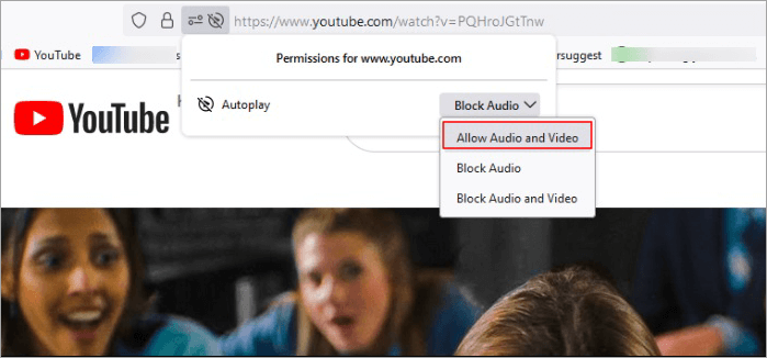 allow audio and video for Youtube
