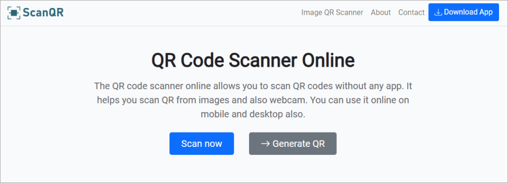 QR code scanning website