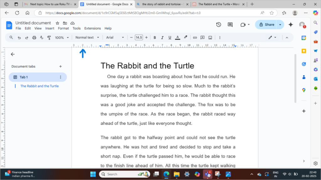 RULER Change Margins in Google Docs