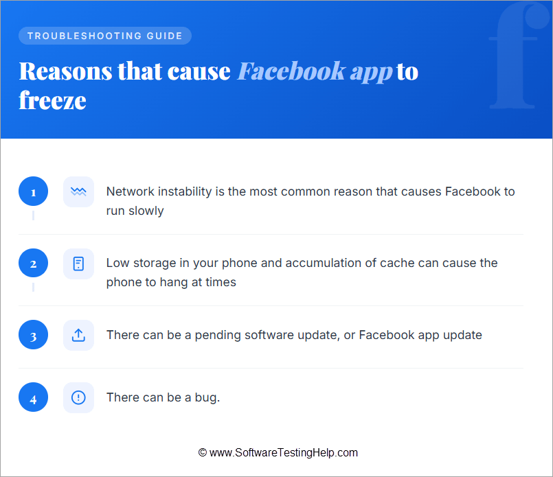 Reasons that cause Facebook app to freeze