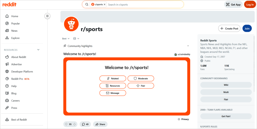 Reddit Sports