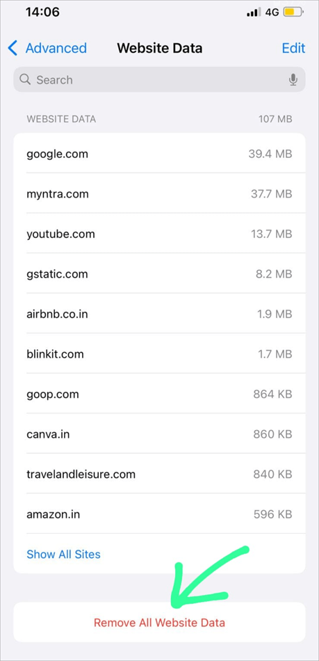 Remove all website data