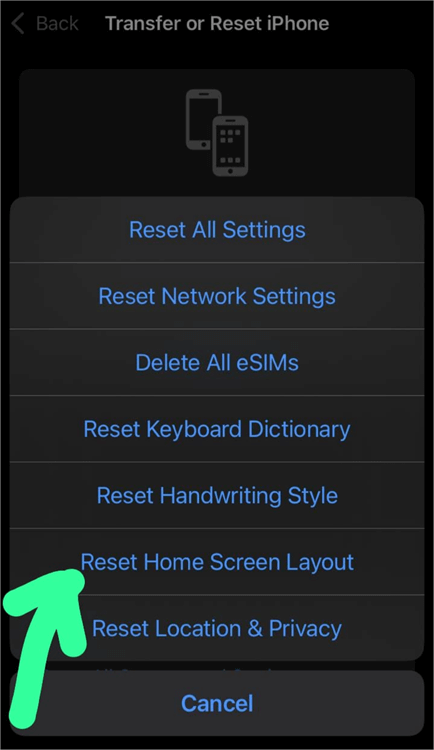 Reset Home screen Layout