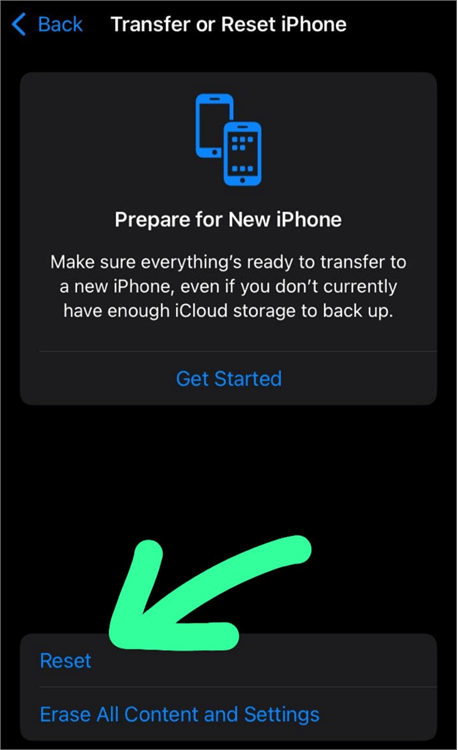 Reset option