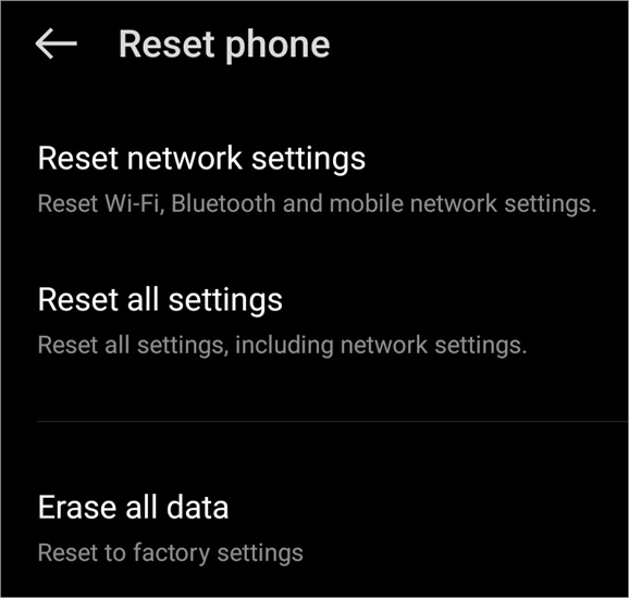 Reset phone