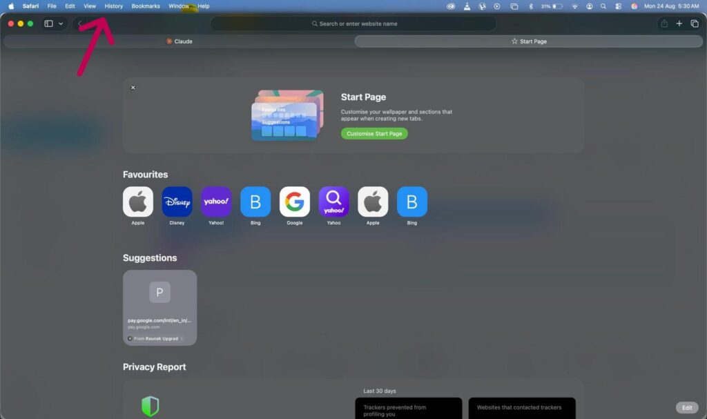 Safari Mac History icon