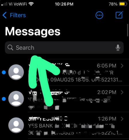 Search contact iMessage
