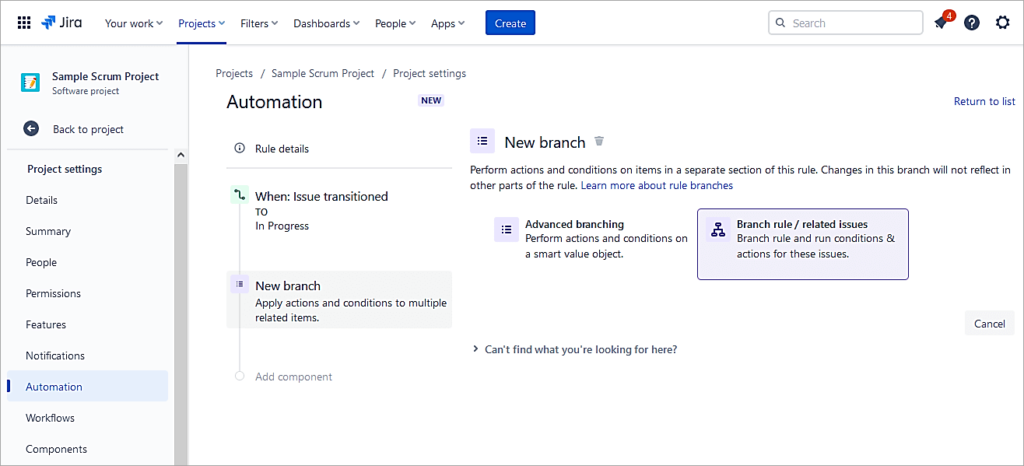 Select Branch rule - related issues
