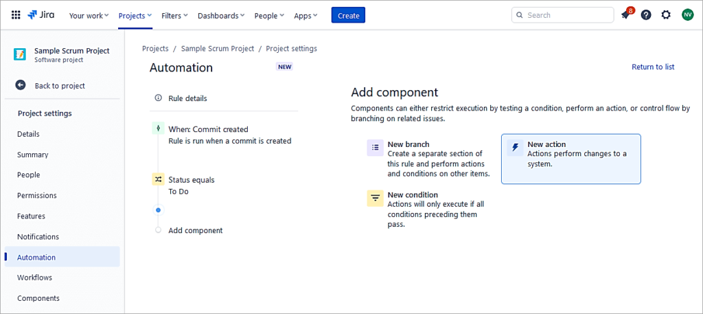 Select New action ex7