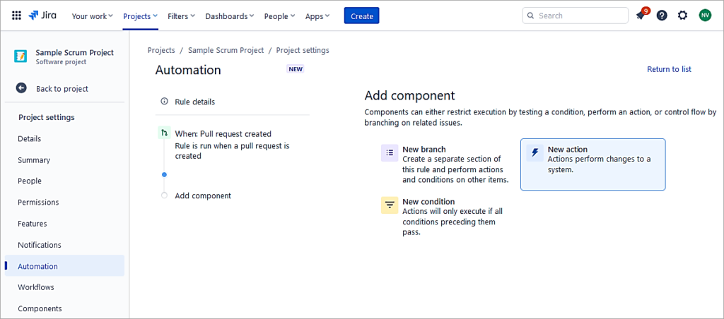 Select New action ex8