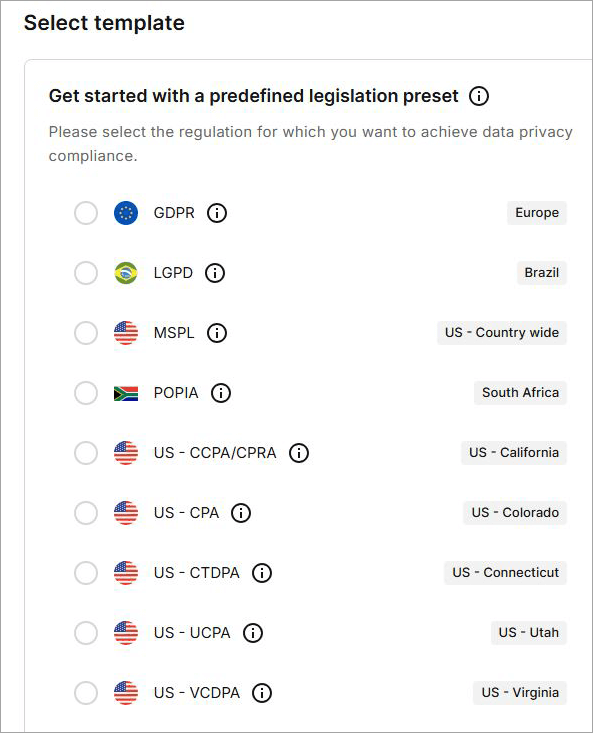 Select Template option