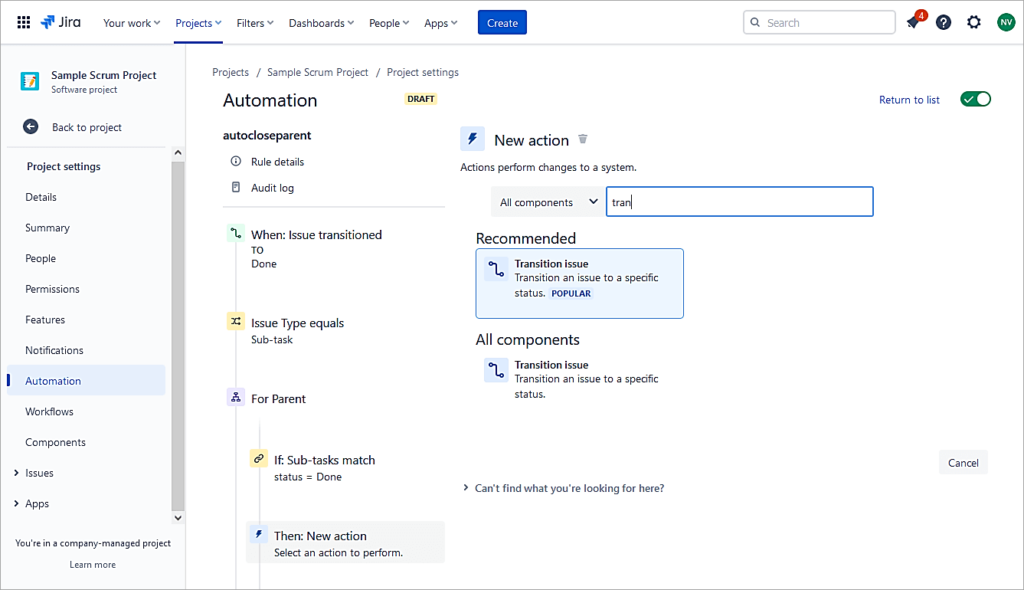 Select Transition issue