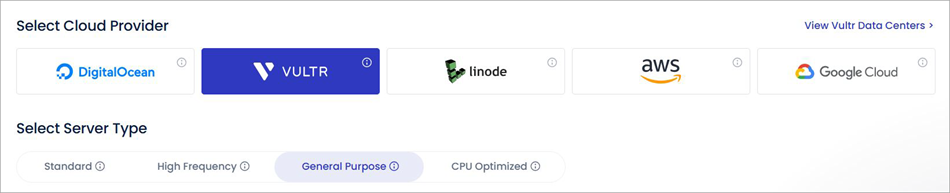 Select cloud provider