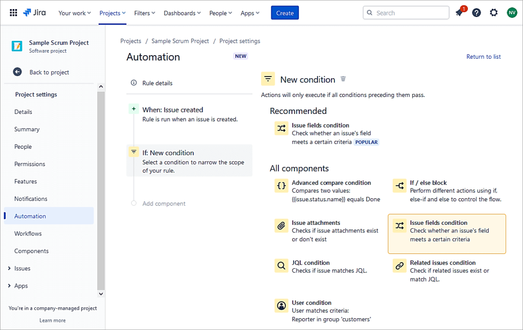 Select issue fields condition ex5