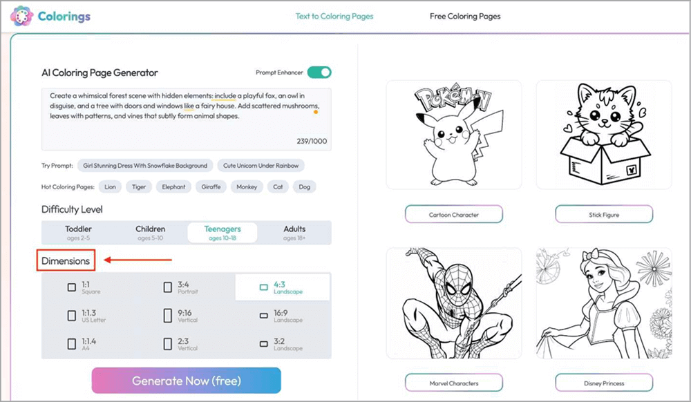 Select one dimension