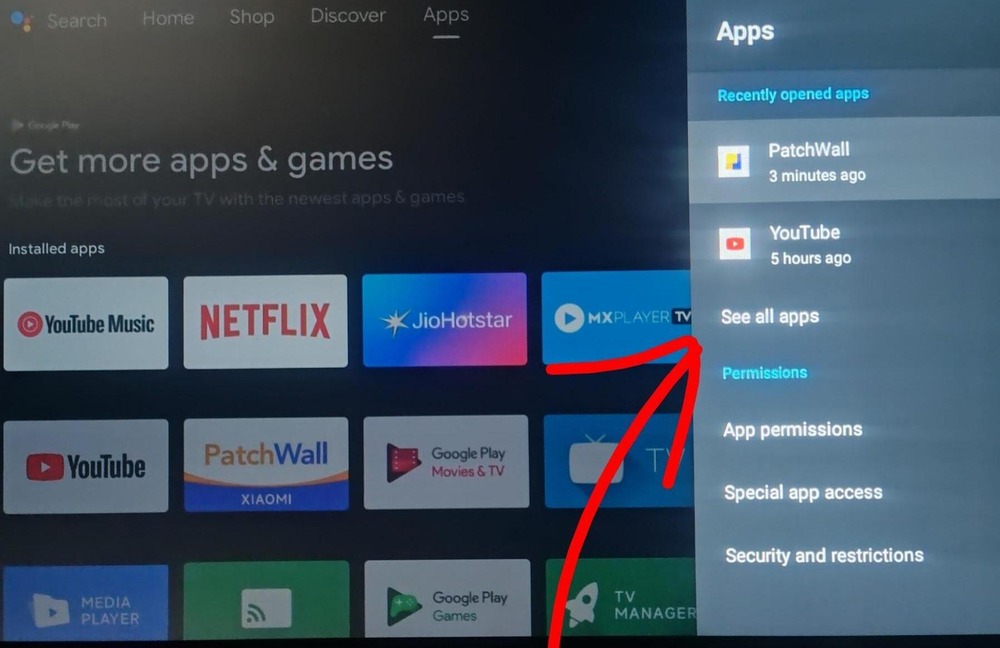 Select the option- See all apps