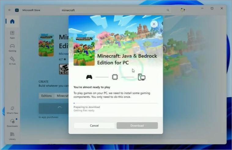 Sign in and Download Minecraft