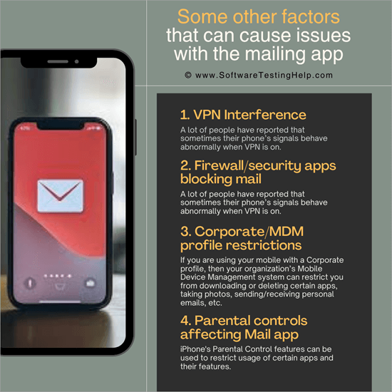 Some other factors that can cause issues with the mailing app