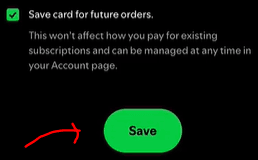 Spotify payment method save option
