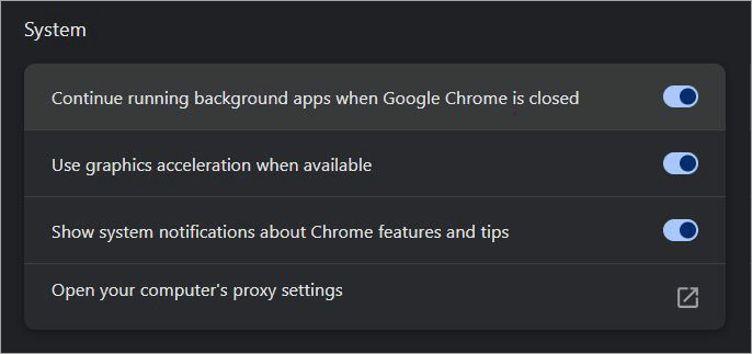 System settings