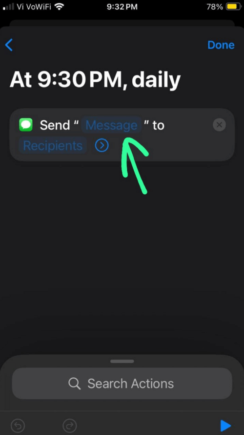 Tap on Message Shortcuts app