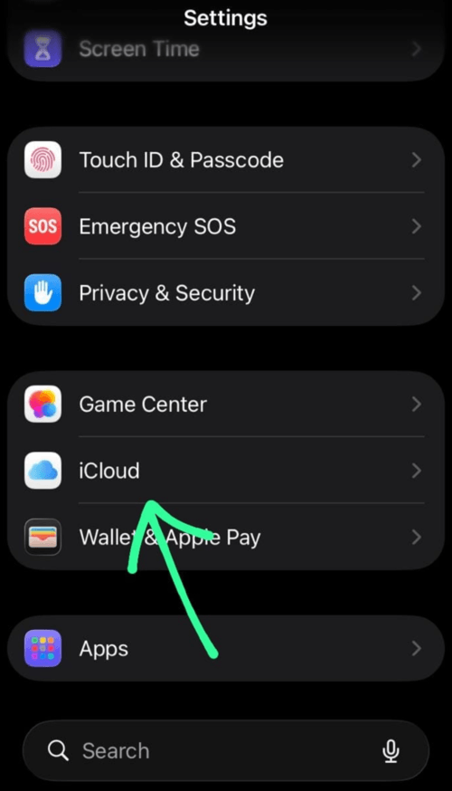 Tap on iCloud