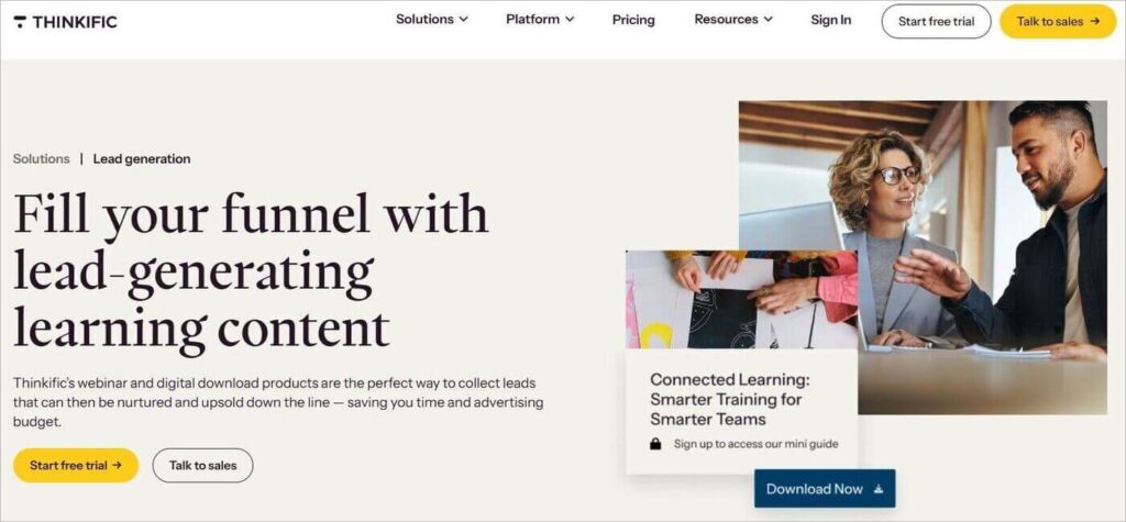 Thinkific - lead generation