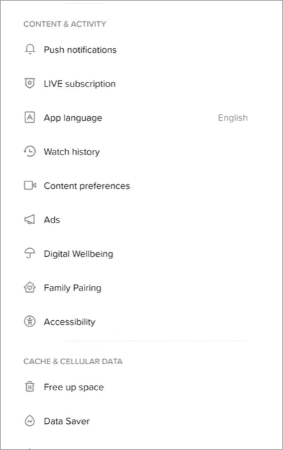 TikTok app watch history