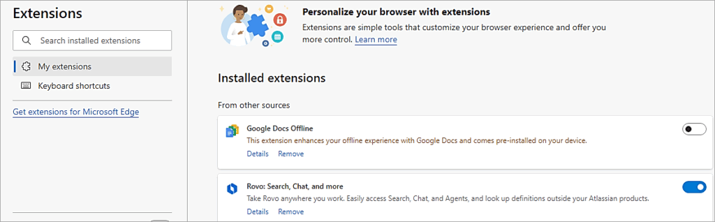 Toggle the option for Rovo Search