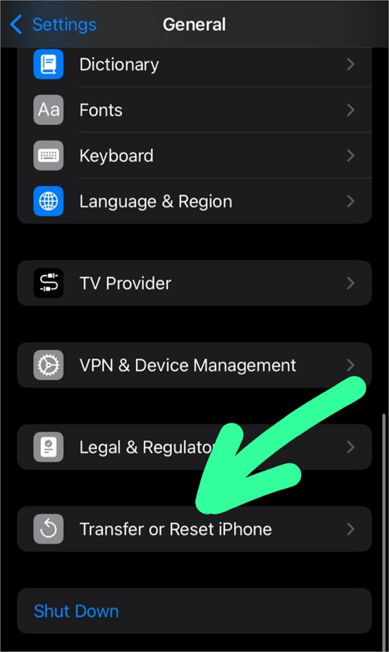 Transfer or reset iPhone