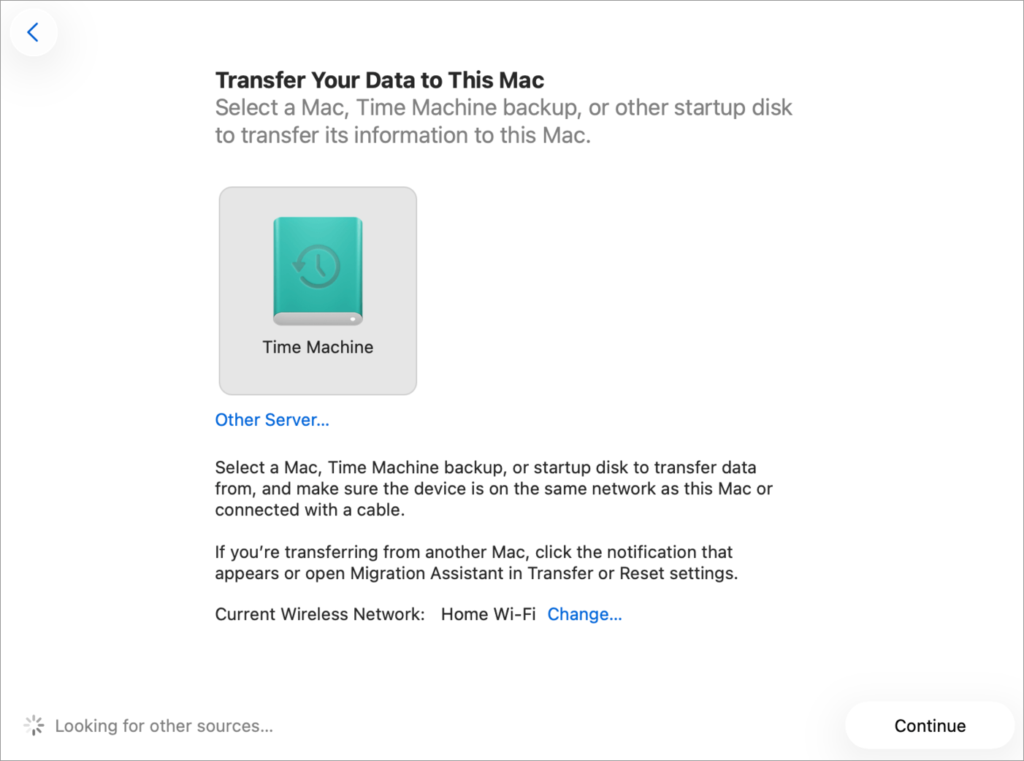 Transfer your data to this Mac