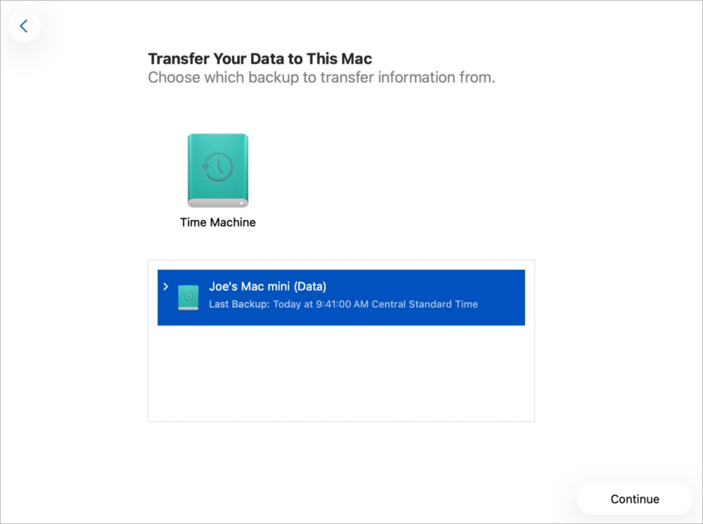 Transfer your data to this Mac