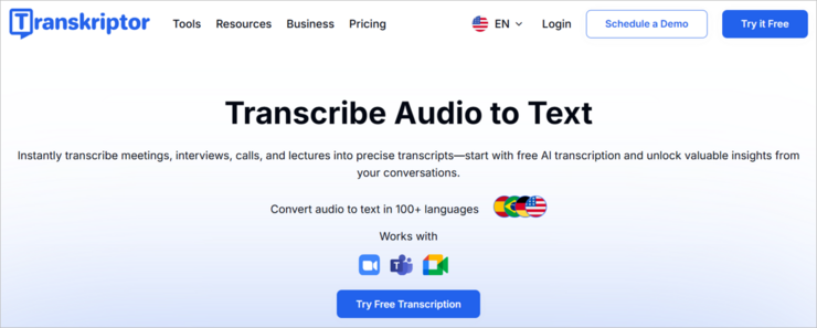 Transkriptor Transcription Services