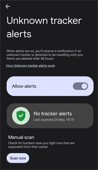 Unknown tracker alerts