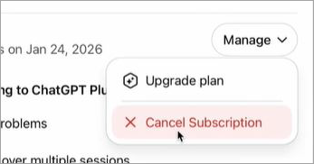Cancel Subscription button