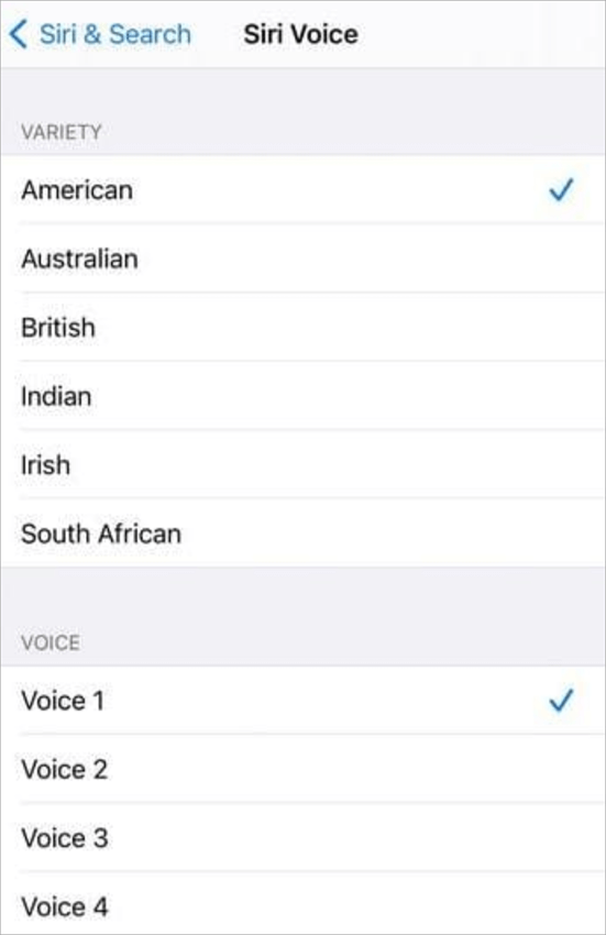 Voice options