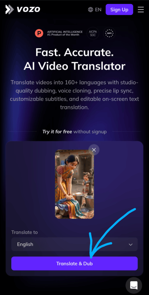 Vozo AI Translate and dub mobile
