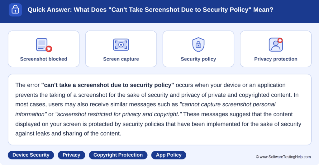 What Does “Can't Take Screenshot Due to Security Policy” Mean?