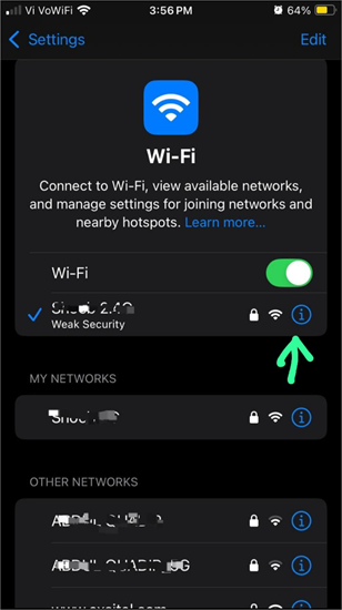 WiFi info icon