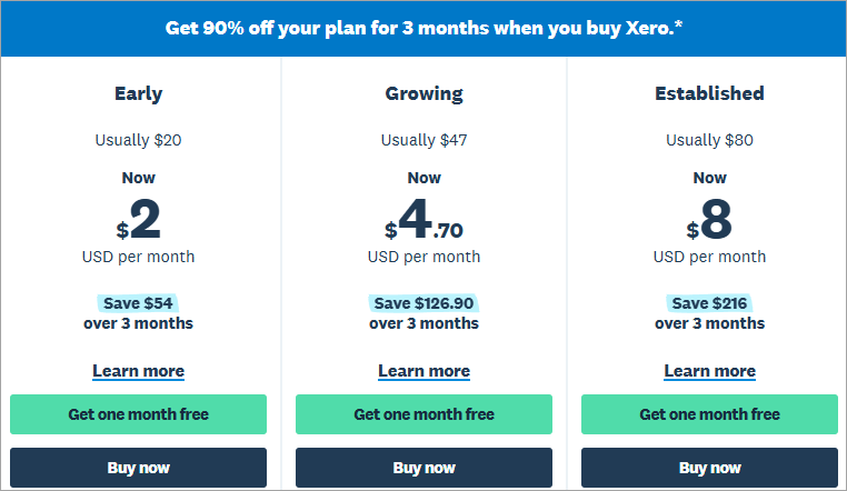 Xero pricing