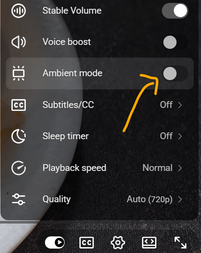 Disable ambient toggle