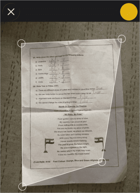 Adjusting the sides of the document