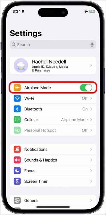 airplane mode iOS