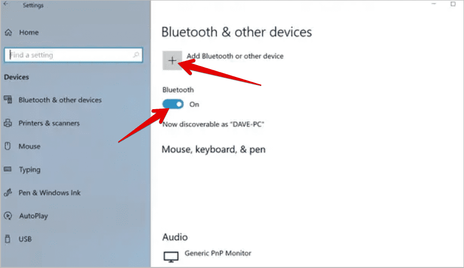 Add Bluetooth or other device.